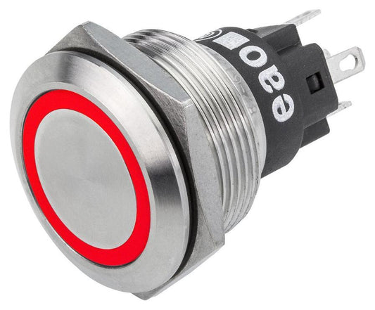 LED Illuminated Vandal Resistant Push Button Switch, SPDT, Momentary, Red, 24V DC - 82-6151.1114