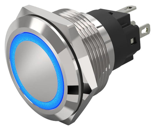 LED Illuminated Vandal Resistant Push Button Switch, SPDT, Momentary, 22mm, 12V, Blue - 82-6151.1123