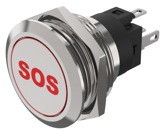 LED Vandal Resistant Push Button Switch, SPDT, Momentary, 24V DC, SOS - 82-6151.1A14.B015