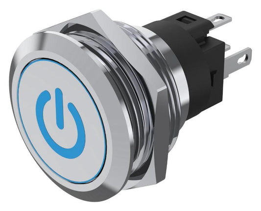 Vandal Resistant Standby Push Button Switch, SPDT, Momentary, 24V DC, Blue, 22mm - 82-6151.1A24.B002