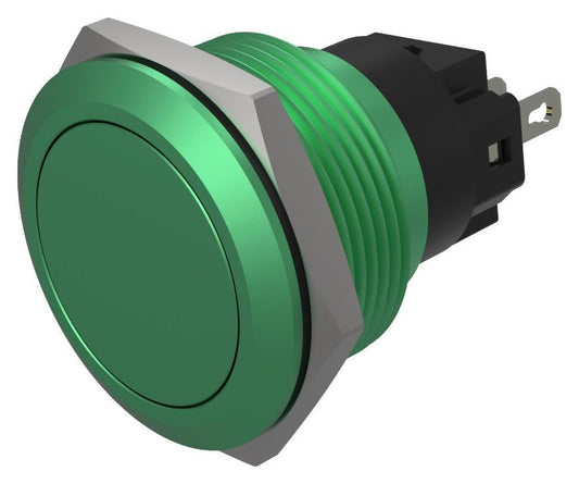 Vandal Resistant Push Button Switch, SPDT, Momentary, 22mm, 240V AC, 3A, Green - 82-6851.1000