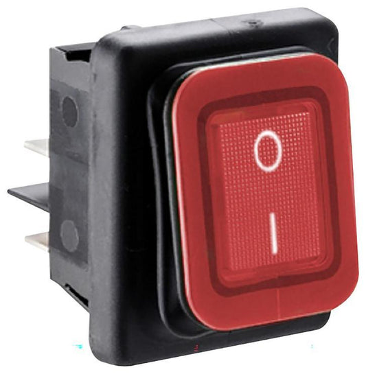 Rocker Switch, On Off, DPST, Illuminated Red, 250V AC, 16A - B4MASK48N1G21000