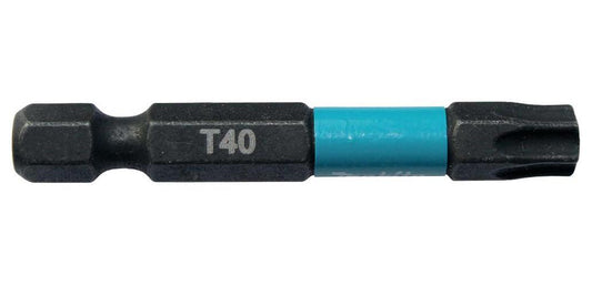 T40 x 50mm Torx Impact Black Screwdriver Bits, 2 Pack - B-63812