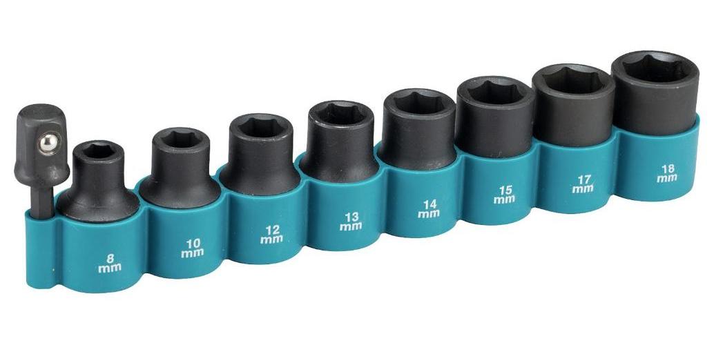 1/2&quot; Impact Socket Set with 1/4&quot; Adaptor, 9 Piece - B-54645