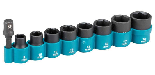 3/8&quot; Impact Socket Set with 1/4&quot; Adaptor, 9 Piece - B-54651