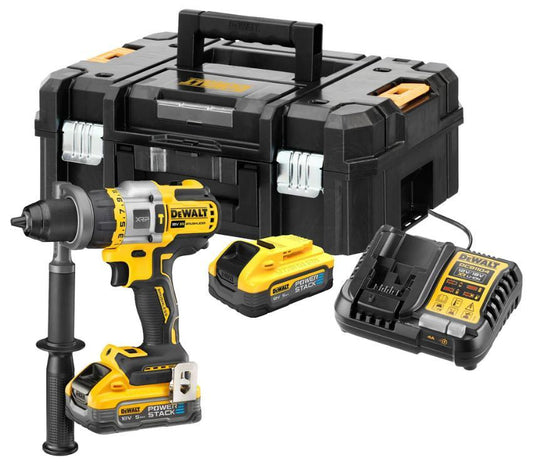 18V XR 2x 5Ah Powerstack Batteries Li-Ion Cordless 3 Speed Combi Drill Kit with FlexVolt Advantage - DCD999H2T-GB