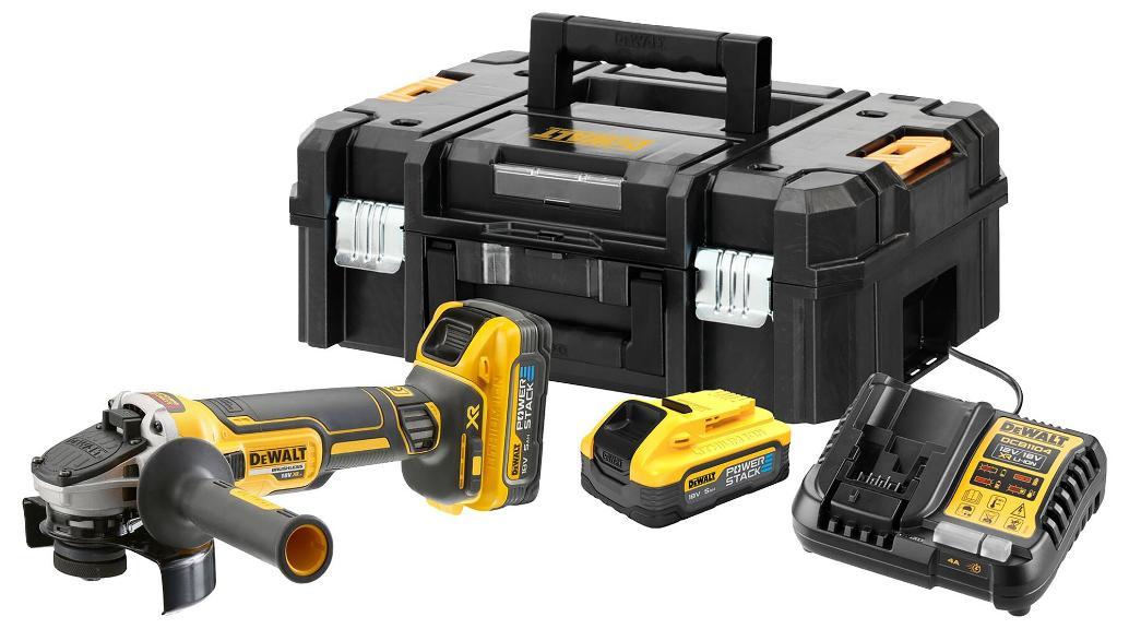 5&quot; (125mm) 18V XR 2x 5Ah Powerstack Batteries Li-Ion Cordless Angle Grinder Kit - DCG409H2T-GB