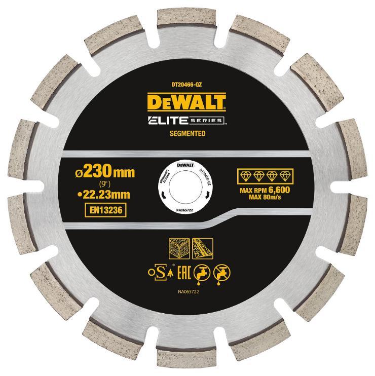 9&quot; (230mm x 22.23mm) Elite Series Asphalt Segmented Diamond Cutting Disc - DT20466-QZ