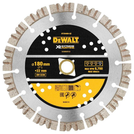 7&quot; (180mm x 22.23mm) XR Extreme Runtime Segmented Diamond Cutting Disc - DT20468-QZ