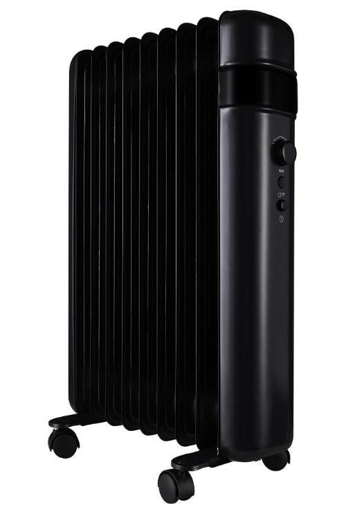 2kW 9 Fin Smart Portable Oil Filled Radiator, Black - SMABLOILRAD2000WEX20