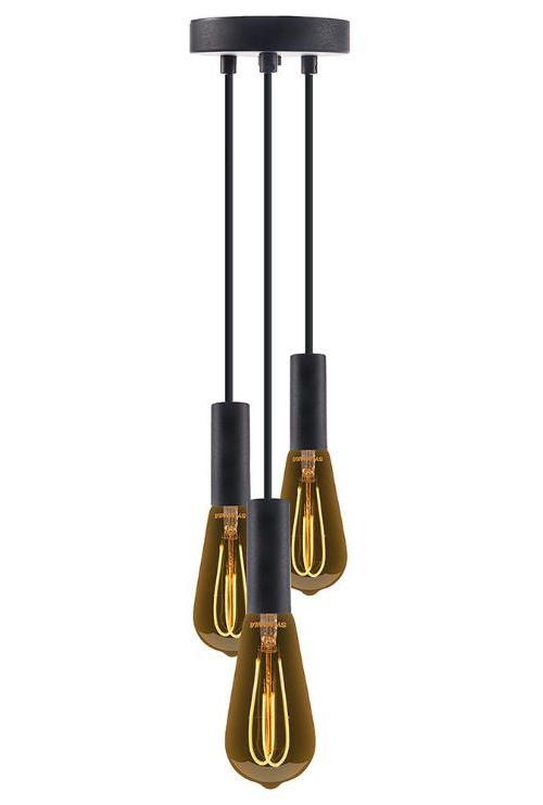 25W Vintage Style Trio Pendant Light, E27, Black - 44401