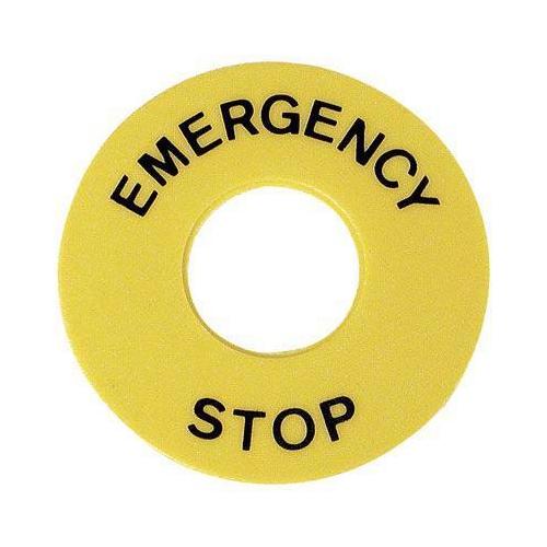 Emergency Stop Button Legend Plate - 61-9970.2