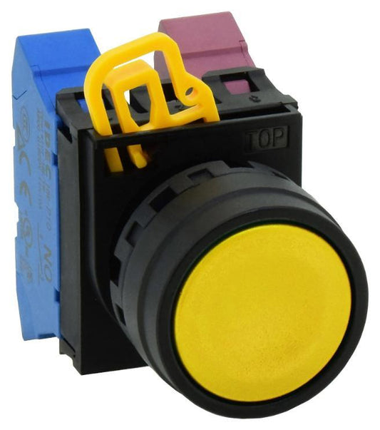 Momentary Push Button Switch Actuator, 22mm, IP65, Yellow - YW1B-M1Y