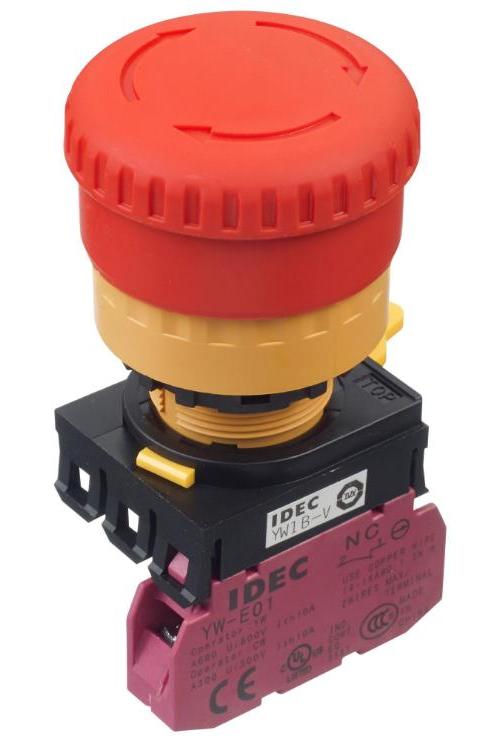 Emergency Stop Push Button Switch, SPST-NC, 120V, 10A - YW1B-V4E01R