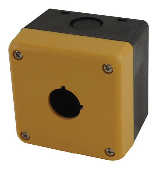 1 Hole Control Station Enclosure, Polycarbonate, IP65, 76mm x 76mm x 59.5mm, Yellow - FB1W-111Y