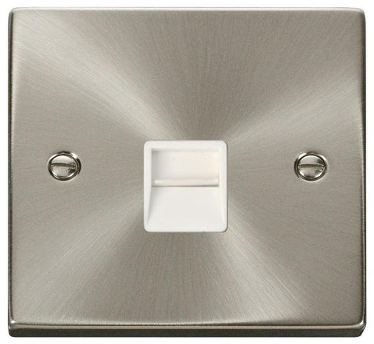 Telephone Socket, 1 Gang, Secondary, Satin Chrome - VPSC125WH