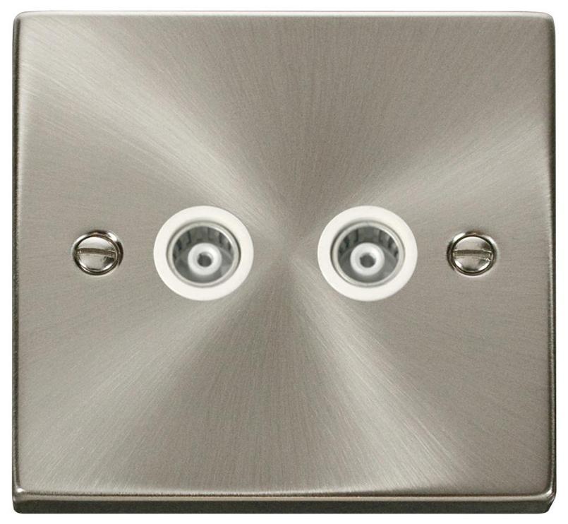 Isolated Coaxial Socket, 2 Gang, Satin Chrome - VPSC159WH