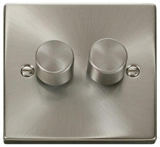 Dimmer Switch, 2 Gang, 2 Way, 100W, Satin Chrome - VPSC162