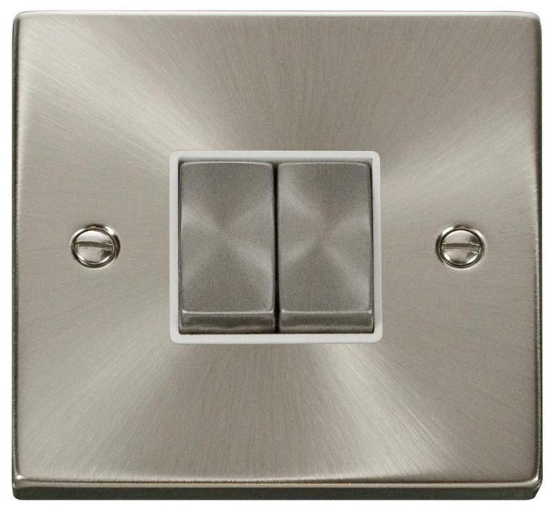 Light Switch, 2 Gang, 2 Way, 10AX, Satin Chrome - VPSC412WH