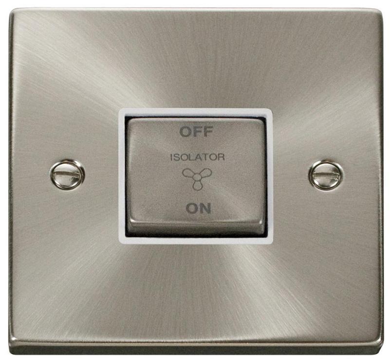 Fan Isolator Switch, 1 Gang, 3 Pole, 10A, Satin Chrome - VPSC520WH