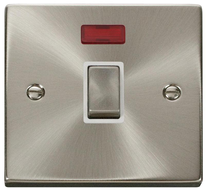 Double Pole Control Switch with Neon, 1 Gang, 20A, Satin Chrome - VPSC723WH