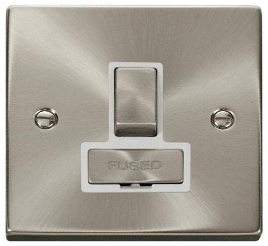 Switched Fused Connection Unit, 1 Gang, Double Pole, 13A, Satin Chrome - VPSC751WH