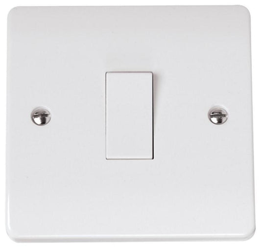 Light Switch, 1 Gang, 2 Way, 10AX, White - CMA011