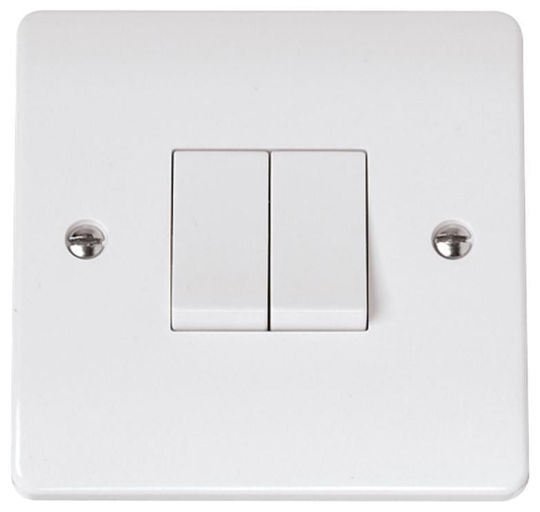 Light Switch, 2 Gang, 2 Way, 10AX, White - CMA012