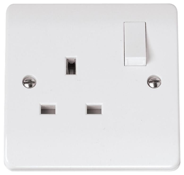 Switched Socket, 1 Gang, Double Pole, 13A, White - CMA035