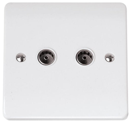 Non-Isolated Coaxial Socket, 2 Gang, White - CMA066