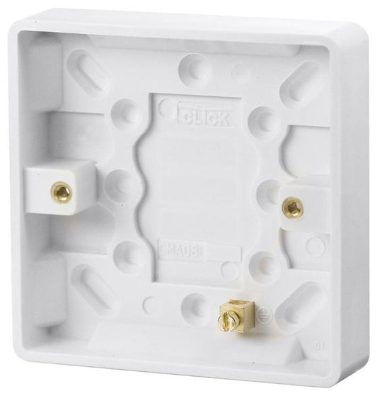 Back Box with Earth Terminal, 1 Gang, 16mm, White - CMA080