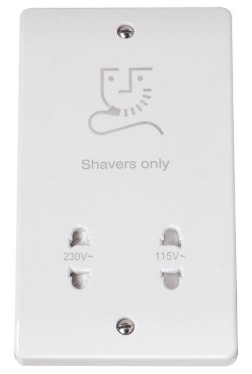 Dual-Voltage Shaver Socket, 115V/230V, White - CMA100