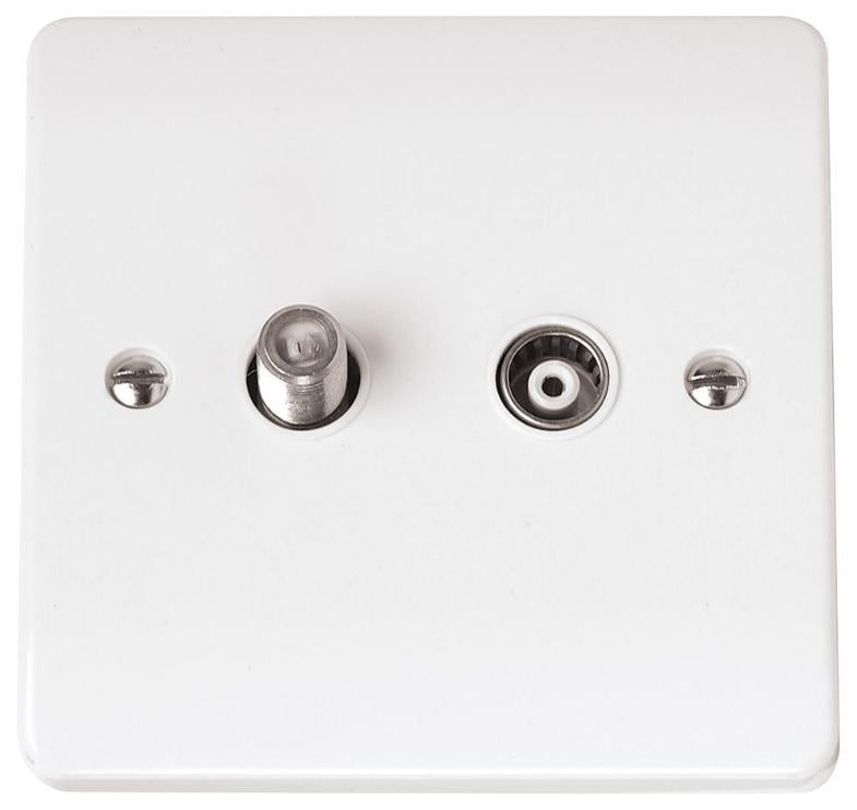 Isolated Satellite & Coaxial Sockets, 2 Gang, White - CMA157