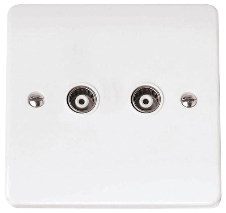 Isolated Coaxial Socket, 2 Gang, White - CMA159