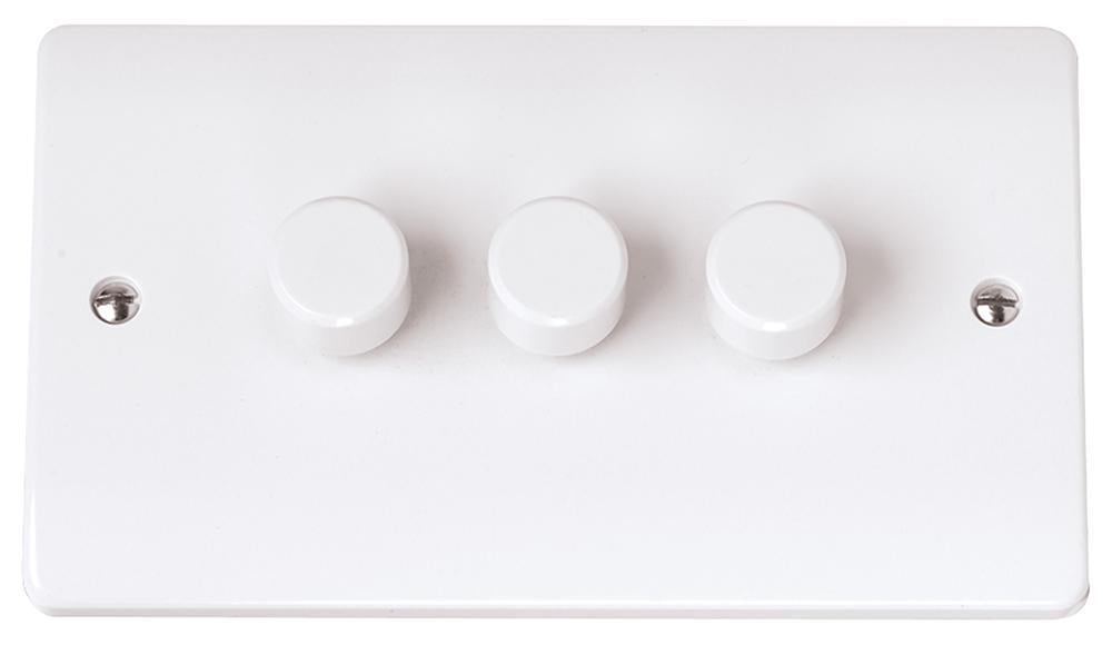 Dimmer Switch, 3 Gang, 2 Way, 100W, White - CMA163