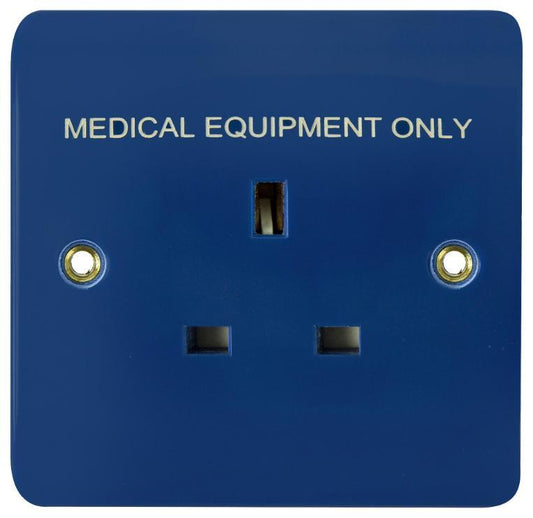 Medical Equipment Unswitched Socket, 1 Gang, 13A, Blue - CMA630BL