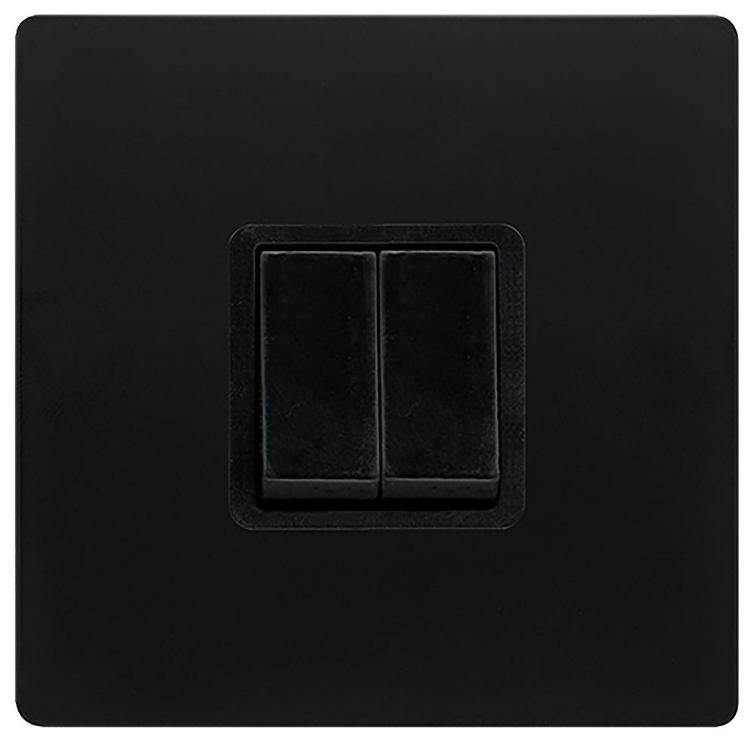 Light Switch, 2 Gang, 2 Way, 10AX, Black - SFBK012BK