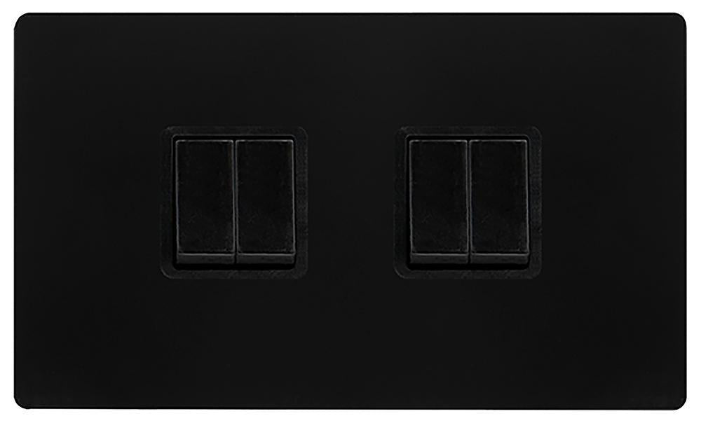 Light Switch, 4 Gang, 2 Way, 10AX, Black - SFBK019BK