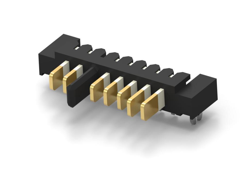 7 Position 30V DC Board-to-Board Right Angle Battery Contact Plug, 2mm Centerline - 1827654-1