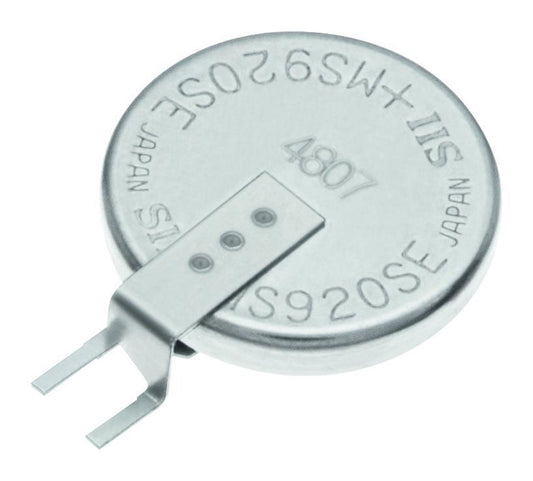 MS920T 3V Lithium Button Cell Battery, 2-Pin Vertical PCB Mount - MS920T-FL27E