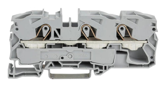 3 Conduct Through Terminal Block, Push in Cage Clamp, 35mm DIN Rail Mount, 20AWG to 4AWG, 800V, 76A, Grey - 2016-1301