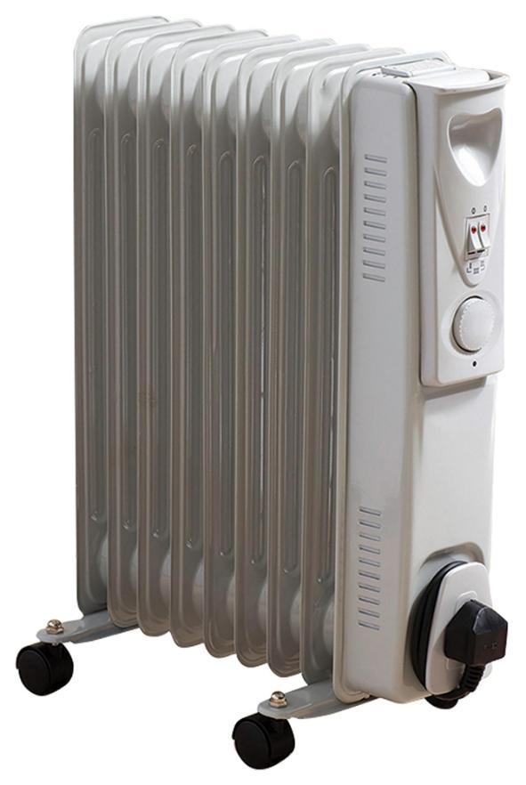 2.5kW 11 Fin Oil Filled Radiator, White - HEA1020