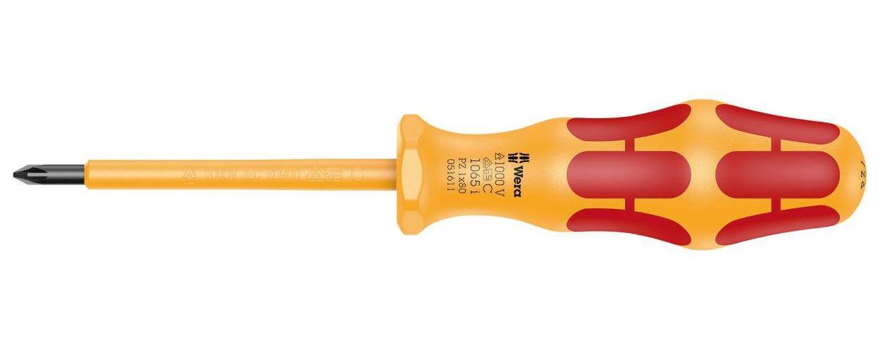 PZ1 x 80mm Kraftform VDE Insulated Pozidriv Screwdriver - 05051611001