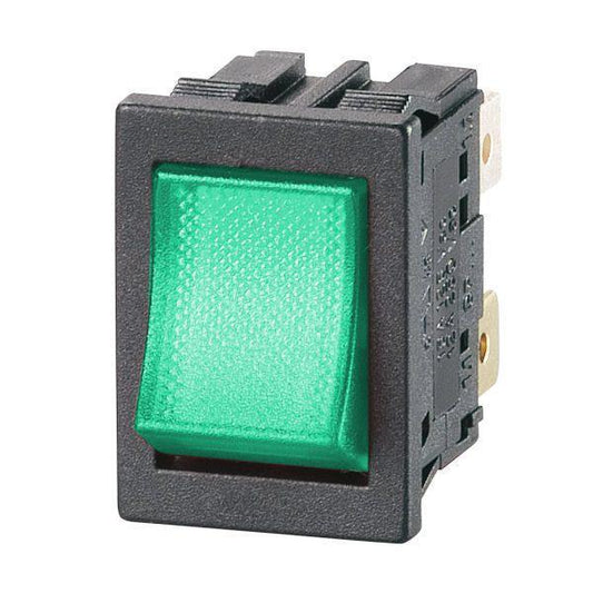 ROCKER SWITCH, DPDT, 12A, 250VAC, GREEN - MP004804