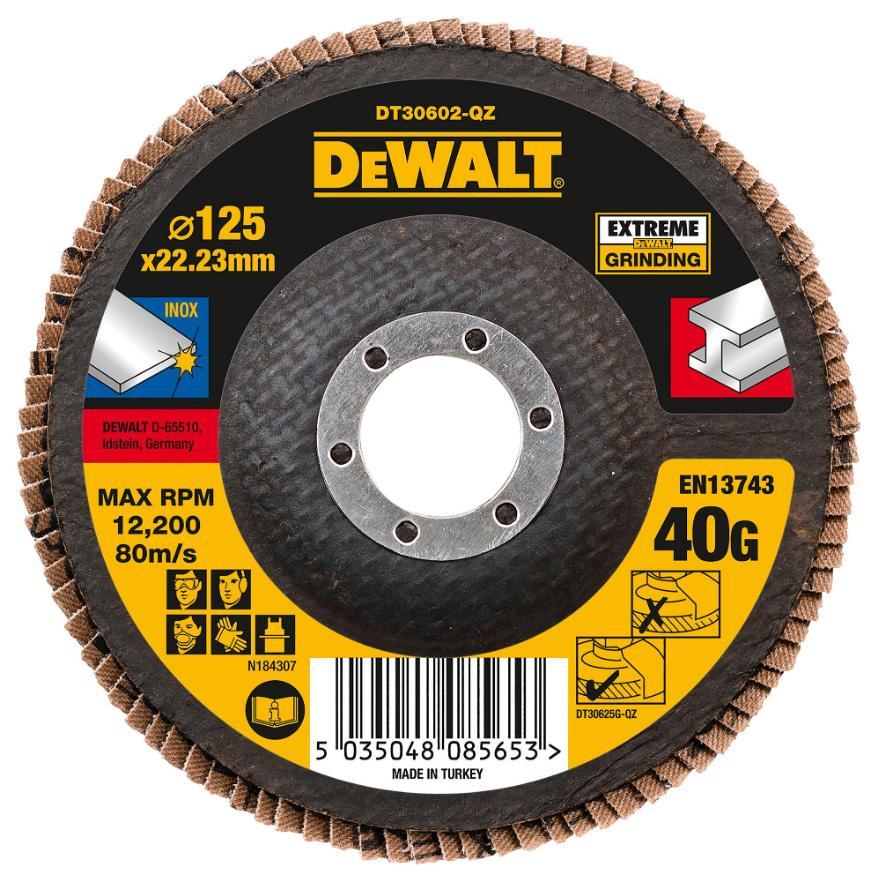 5" (125mm x 22.23mm) Angle Grinder 40 Grit Extreme Flap Disc - DT30602-QZ