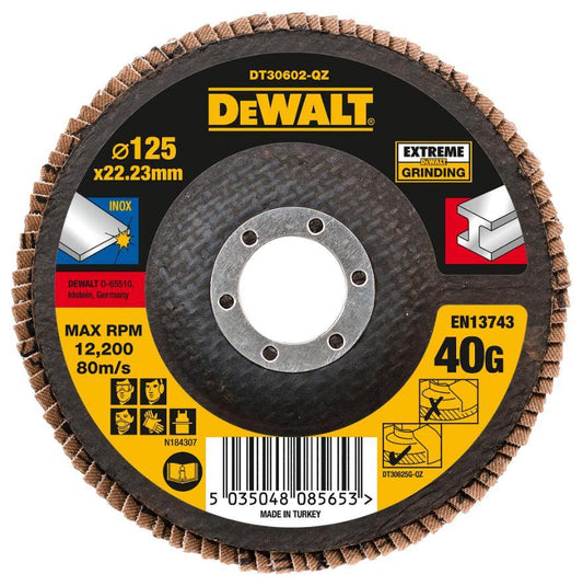 5" (125mm x 22.23mm) Angle Grinder 40 Grit Extreme Flap Disc - DT30602-QZ