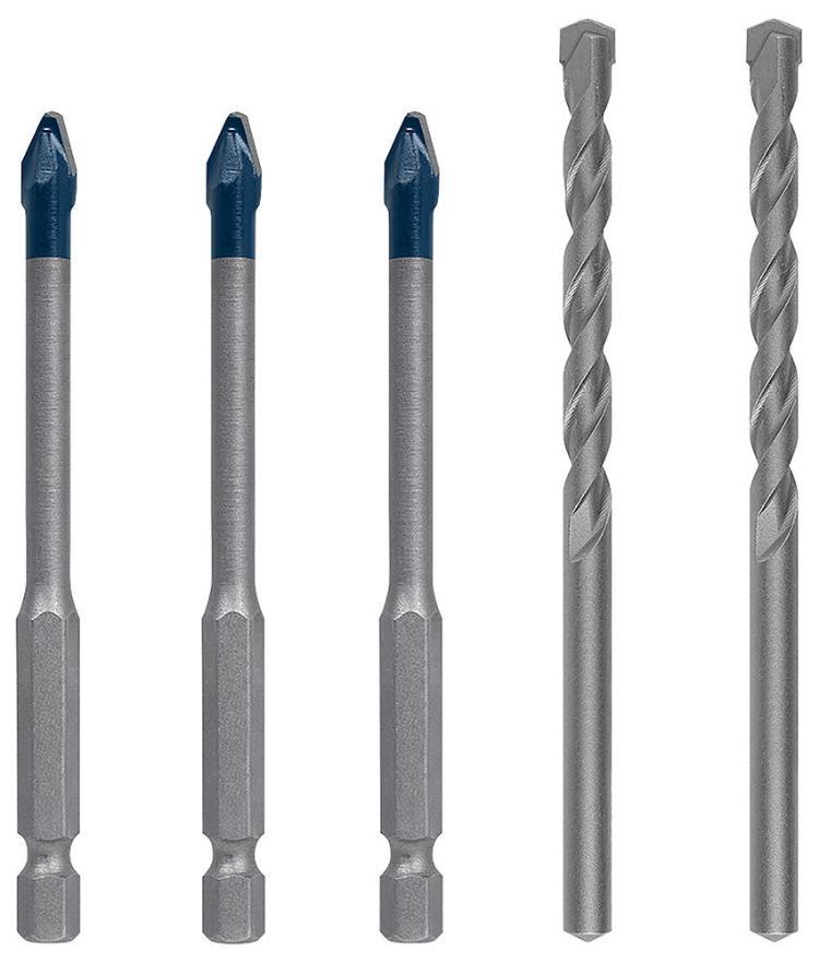 Expert Hex-9 HardCeramic & CYL-3 Multi-Construction Ceramic, Stone, Tile & Glass Drill Bit Mixed Set, 5 Piece - 2608900596