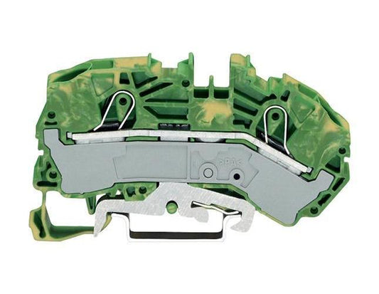 2 Conduct Ground Terminal Block, Push In Cage Clamp, 20AWG to 4AWG, Green - 2016-7607