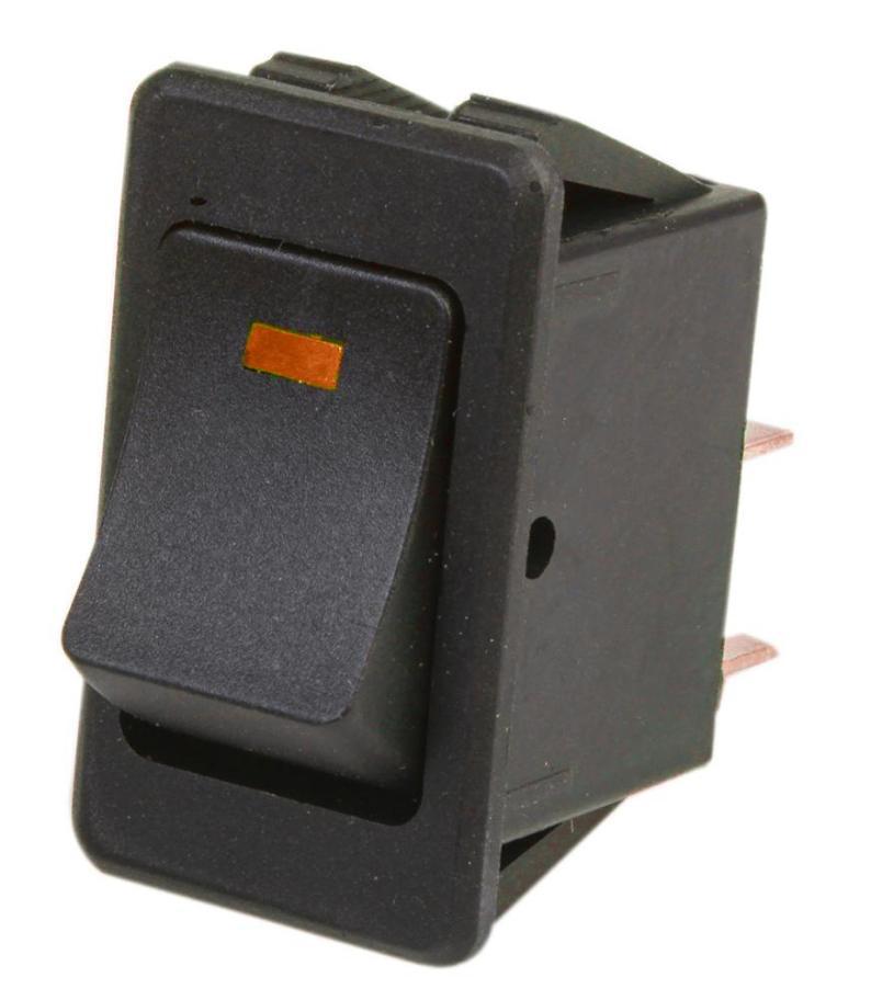 LED Dot Rocker Switch, On Off, SPST, 12V DC, 20A, Amber - 433A