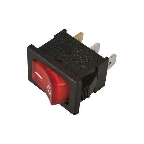 Rocker Switch, On Off, SPST, Panel Mount, 19mm x 13mm, Red Illuminated, 12V DC - MP004430